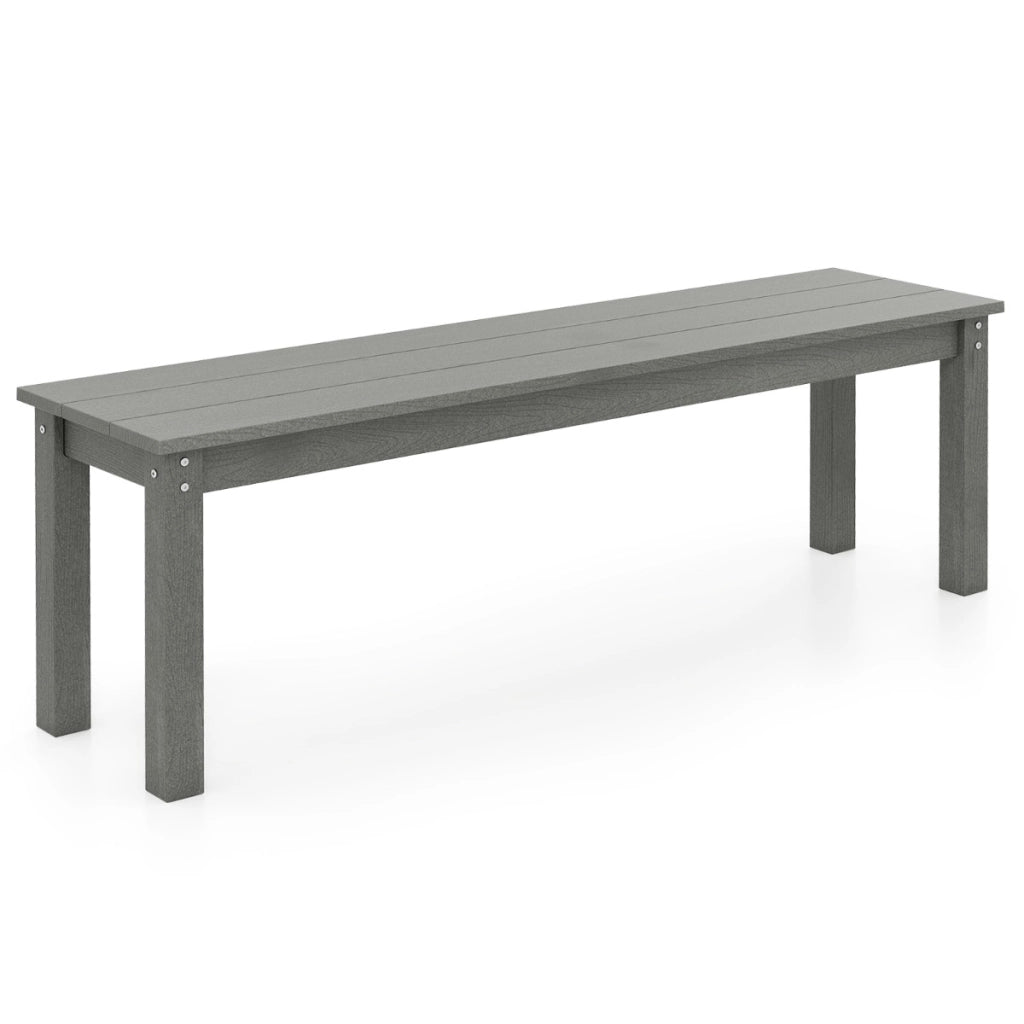 Panchina senza schienale per 2-3 persone resistente alle intemperie per patio, Panchina da esterno in HDPE da 140 cm Grigio-Panchine