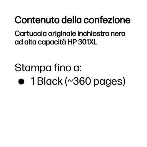 HP Cartuccia originale inchiostro nero ad alta capacità 301XL