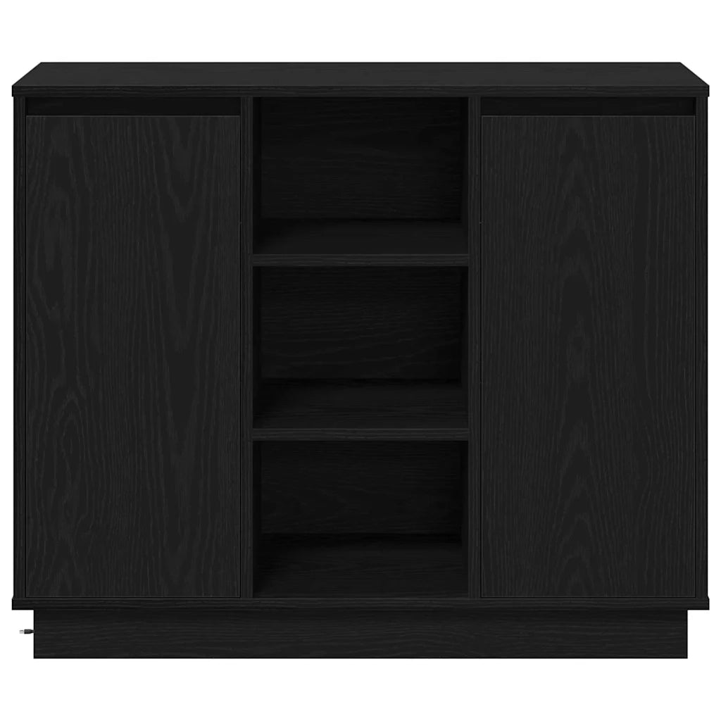 Madia LED Rovere Nero 90 x 32 x 75 cm Legno multistrato 869683