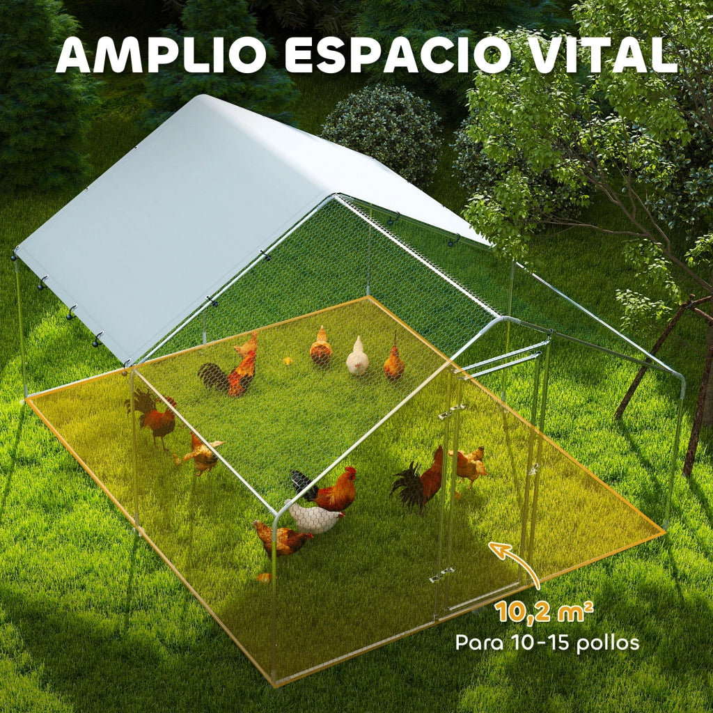Polliera Metallica per Galline ¨C Zephmum ¨C 300x340x190 cm Argento