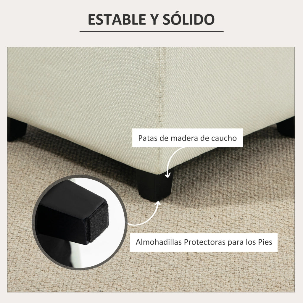 Pouf con Tasca Laterale e Coperchio Imbottito ¨C zephmum ¨C Crema