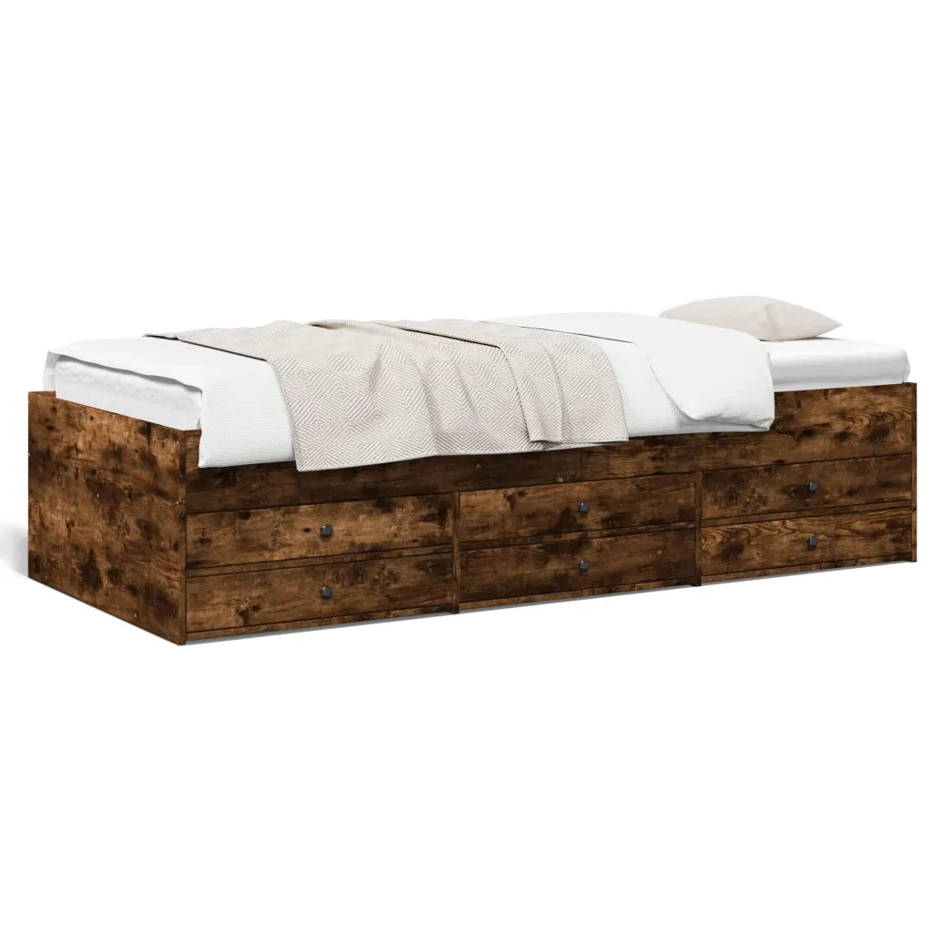 Divano Letto con Cassetti senza Materasso Rovere Fumo 90x190 cm 3280885
