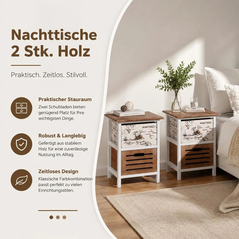 Bedside Tables 2 Pcs. Wood
