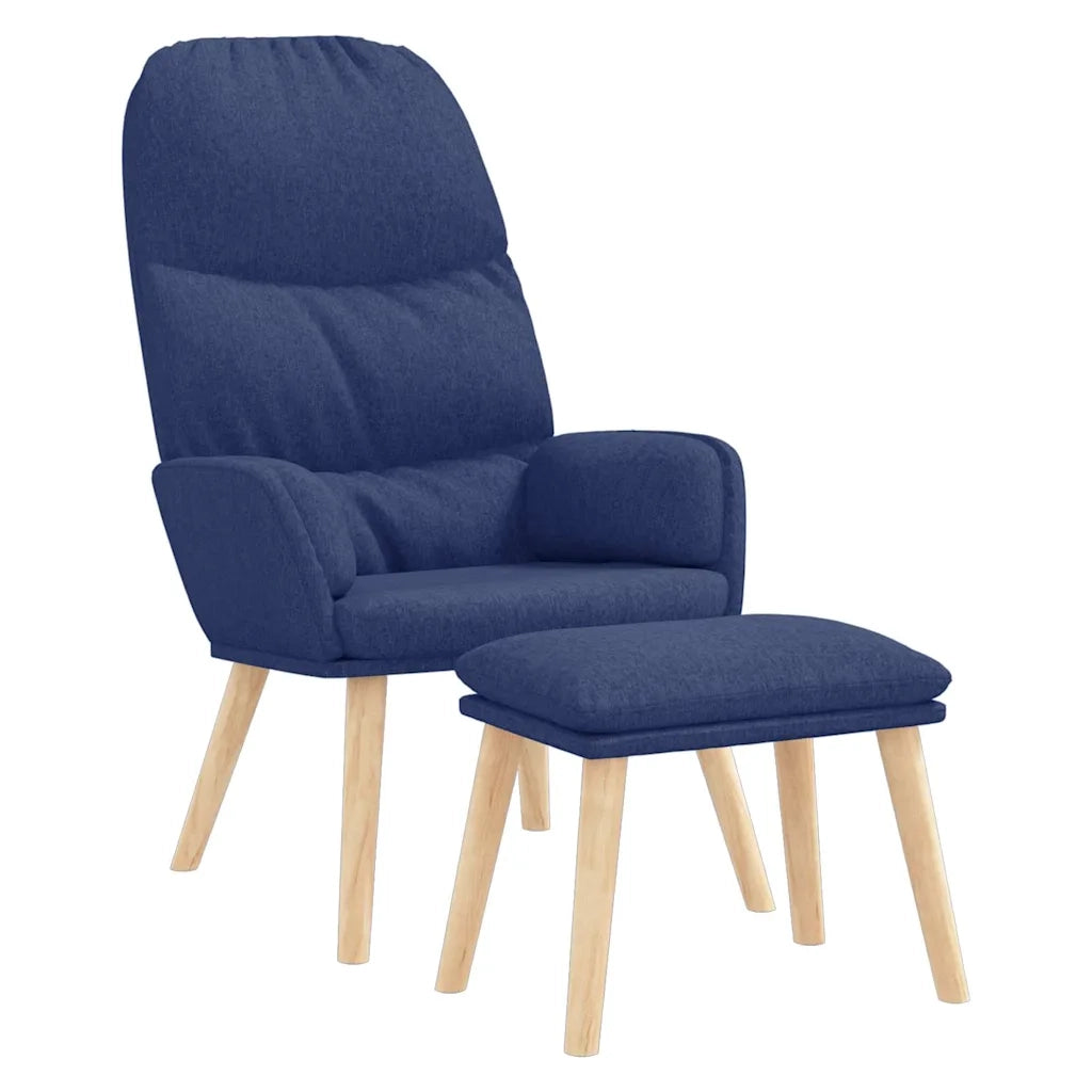 Divano Sedia-Poltrona Relax con Poggiapiedi Blu in Tessuto 456002