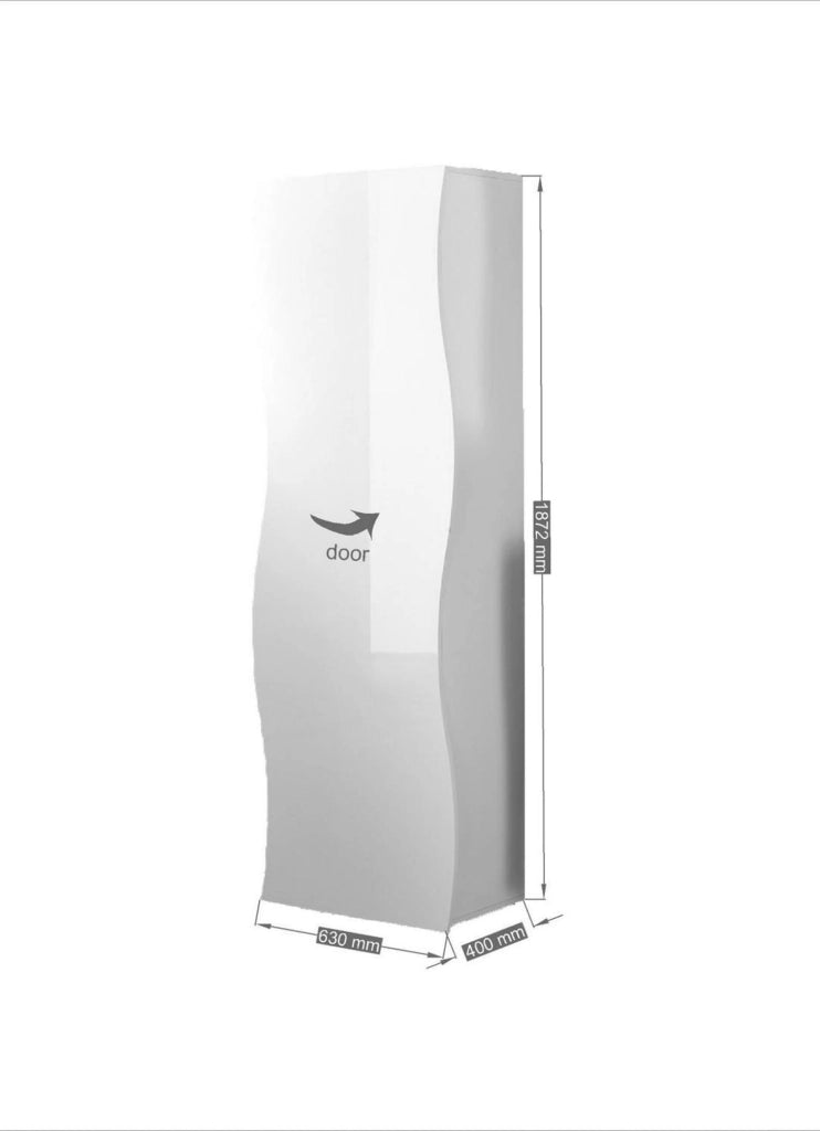 Armadio multiuso con linee Azalea, Made in Italy, Mobile moderno, Portascarpe con 1 anta e 1 ripiano, cm 63x40h187, colore Bianco lucido