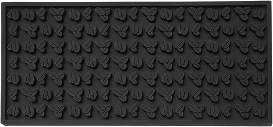 Mat di servizio in PVC - 30 x 15 cm - con disegno di chicchi di caffè - mat per tamper - mat per overloop - asciuga velocemente - per bar - cucina - caffetteria - ristorante - bancone - nero