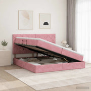 Letto con contenitore LED e materasso Rosa 200 x 200 cm Velluto 3460217