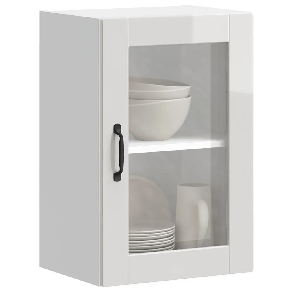 Pensile da Cucina con Porta in Vetro Porto Bianco Lucido