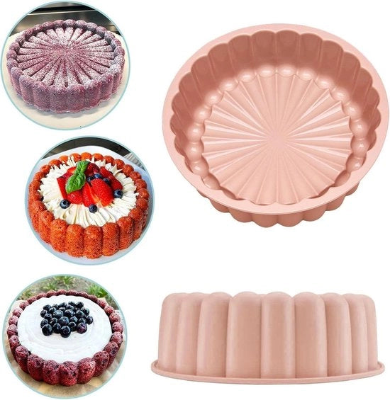 Siliconi cakeforme 8 pollici per forno - Cestino per dolci in silicone con rivestimento antiscivolo per torte, muffins, budini, pane.