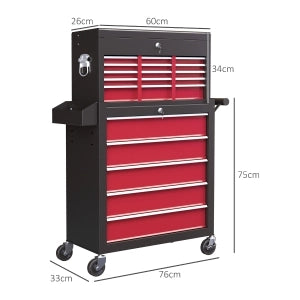 CARRELLO PORTAUTENSILI 71,5x40x84 cm Rosso in acciaio