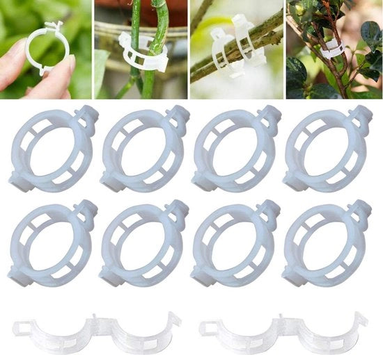 Supporti per piante in plastica 100 pezzi - Sostegno per piante semicircolare - Aiuto alla crescita - Sostegno per piante per piante di camera - Ideale per pomodori e viti - Diametro interno 25mm