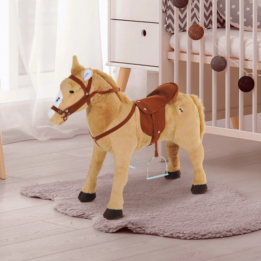 Cavallo a Dondolo per Bambini ¨C Minimal ¨C Beige 60 cm con Sella e Suono