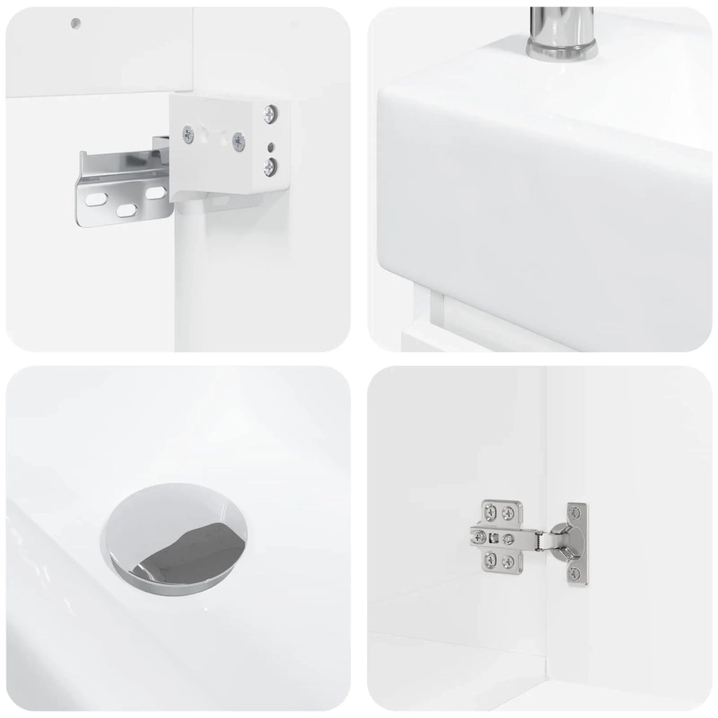 Mobile bagno con rubinetto Bianco Lucido 45,5 x 22,5 x 84 cm 889465