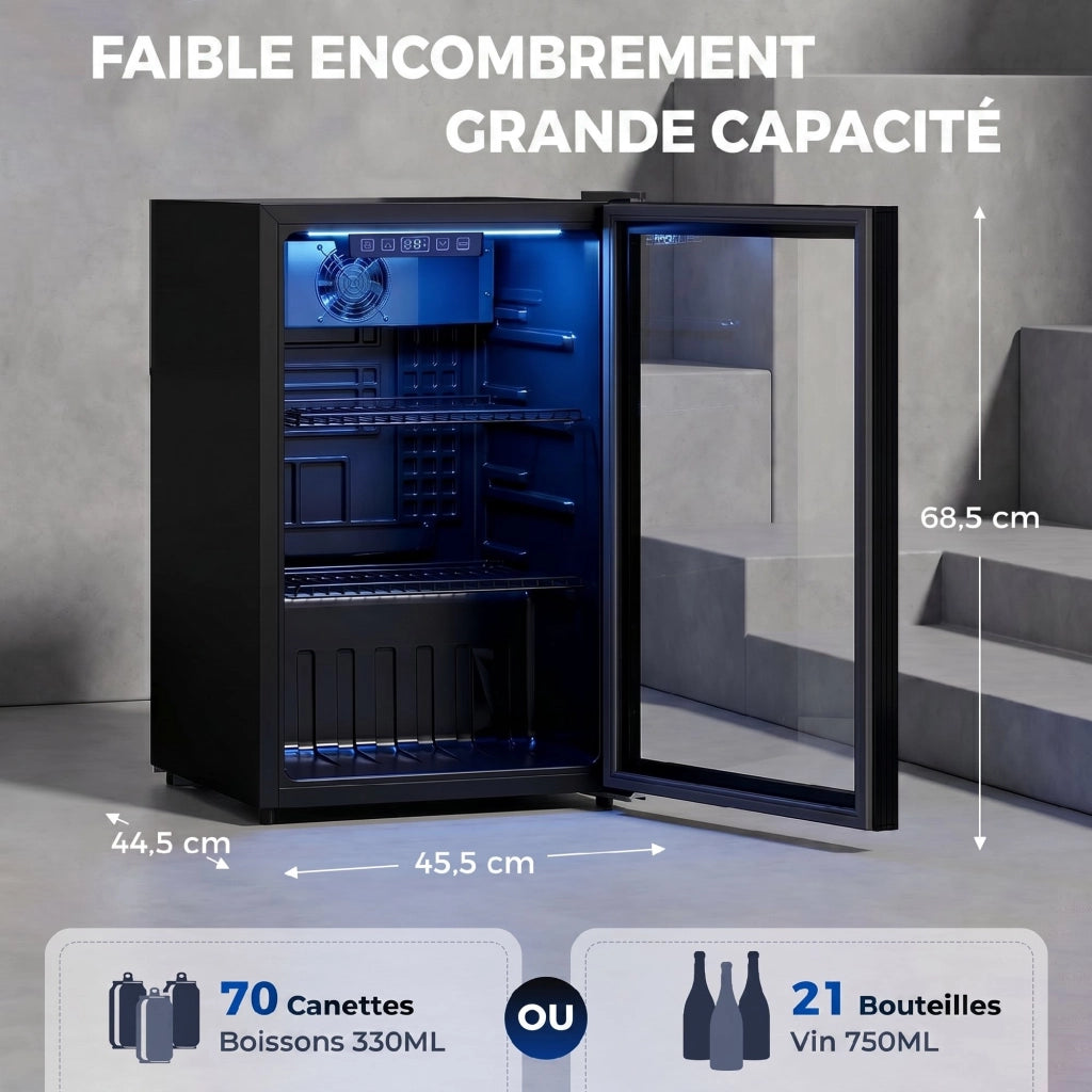 Frigo Bevande 70L 70 Lattine ¨C Zephmum ¨C Nero Porta Vetro Temperato