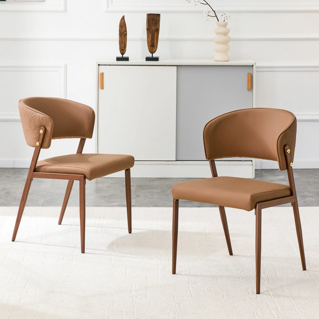 SEDIA DA PRANZO MODERNA IN PU E METALLO 78 CM MARRONE, Set da 2 pezzi