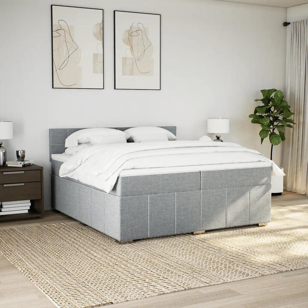 Giroletto a Molle con Materasso Grigio Chiaro 200x200cm Tessuto