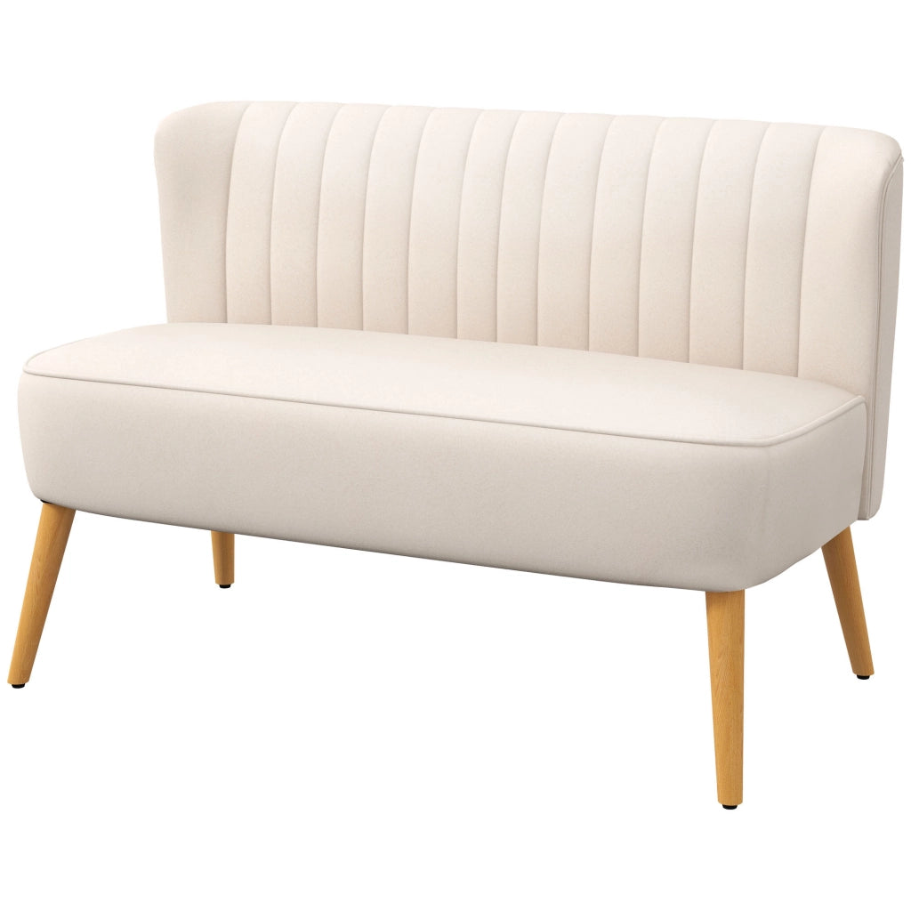 Divano 2 Posti Retro ¨C Minimal ¨C Cremewei?, Legno, 117x56.5x77