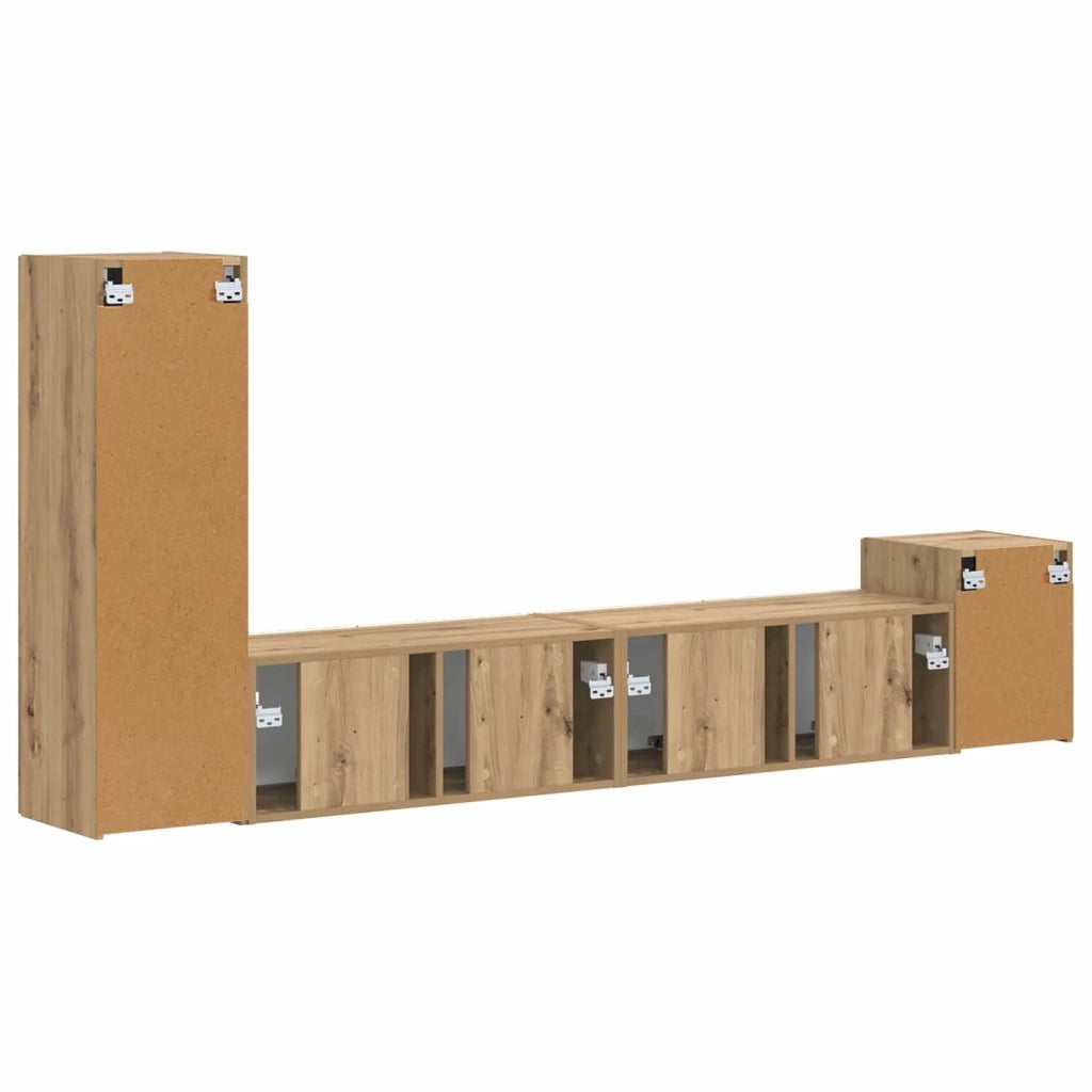 Set mobile TV 3 pz | Armadietto TV | Mobile Porta TV Rovere artigianale Legno multistrato