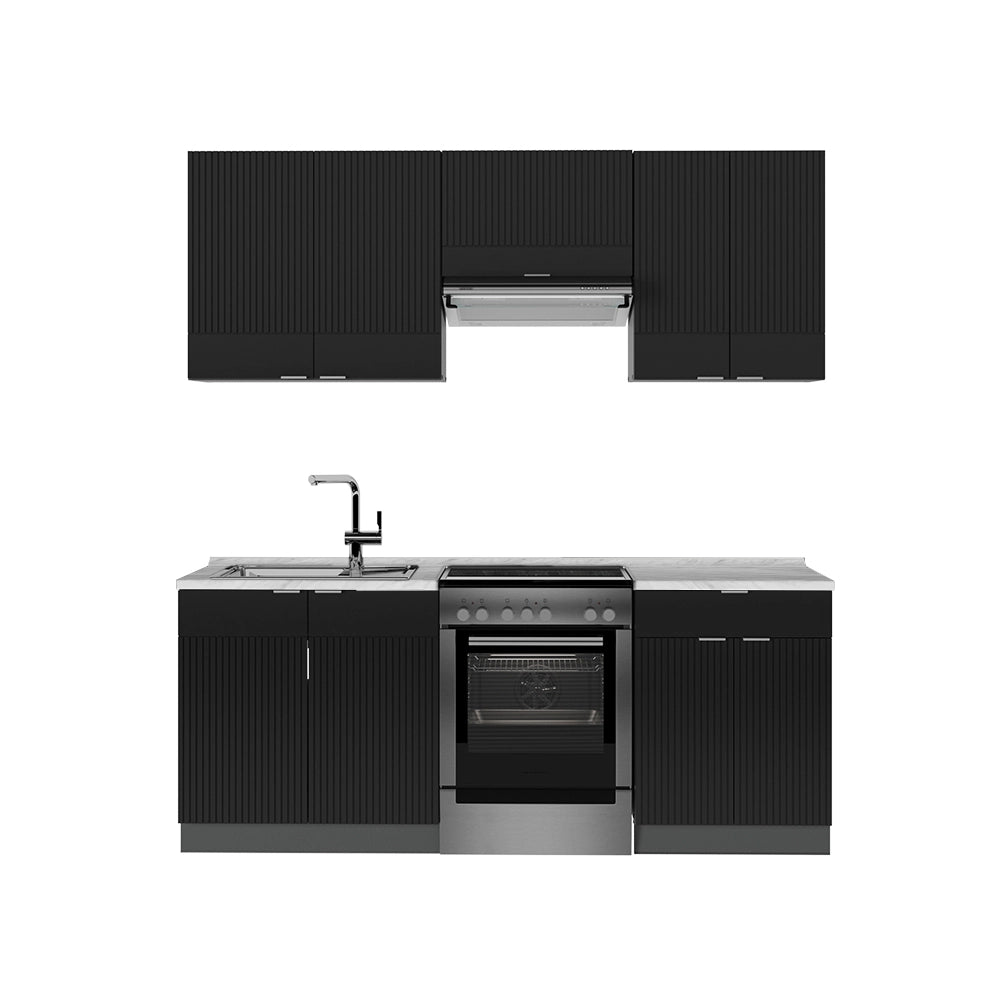 Vicco Cucina componibile Nero a righe/antracite 200 cm senza piano di lavoro