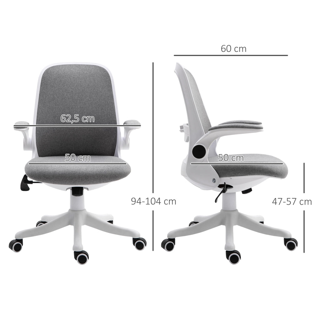 Sedia da ufficio girevole con schienale basculante e braccioli regolabili ¨C ZephMum ¨C Grigio 62.5x60x94-104 cm