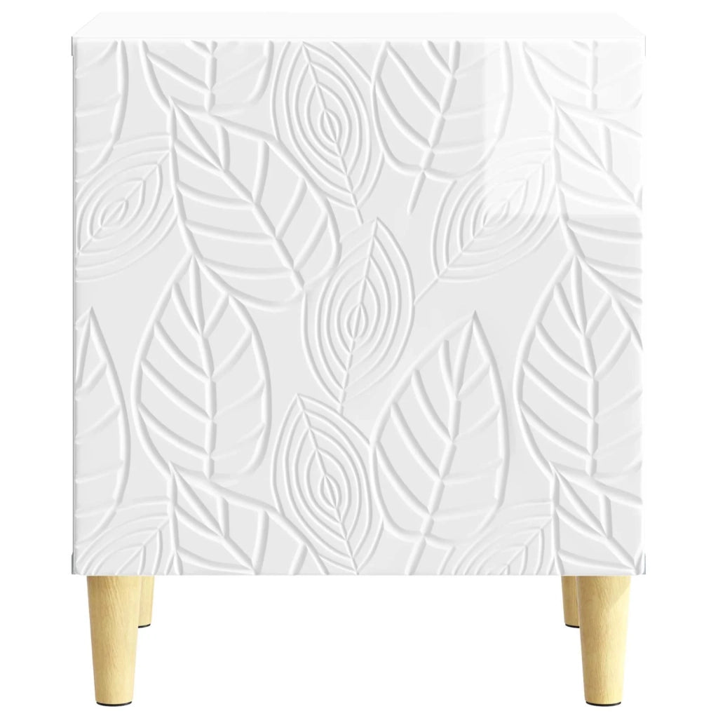 Comodino Bianco Lucido 43 x 34,5 x 50 cm Legno ingegnerizzato 895033