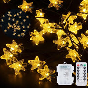 Fariere LED Acqua Resistenti - 8 Modalità Illuminazione di Natale - Stringa di Luci per Interno Esterno con Comando a Distanza - Stelle di Bolle - per Natale Giardino Patio Porta Cortile Decorazione