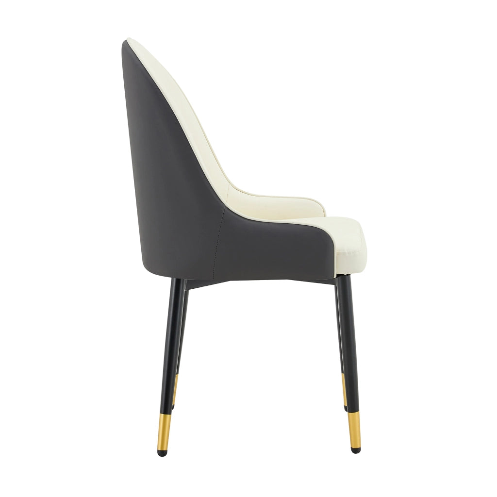 Sedie da Pranzo Imbottite Set 2 Pezzi ¨C MINIMAL ¨C Bianco e Grigio Scuro, Schienale, Similpelle