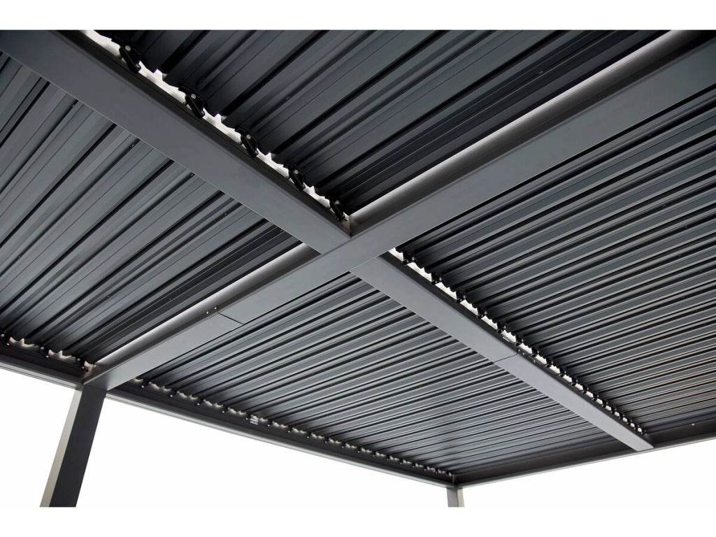 Pergola bioclimatica autoportante Kensington in alluminio - 3 x 6 m - Grigio