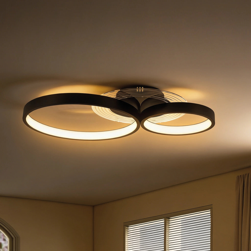 Plafoniera LED a 3 Anelli ¨C zephmum ¨C Nero, Temperatura Colore Regolabile, 40W