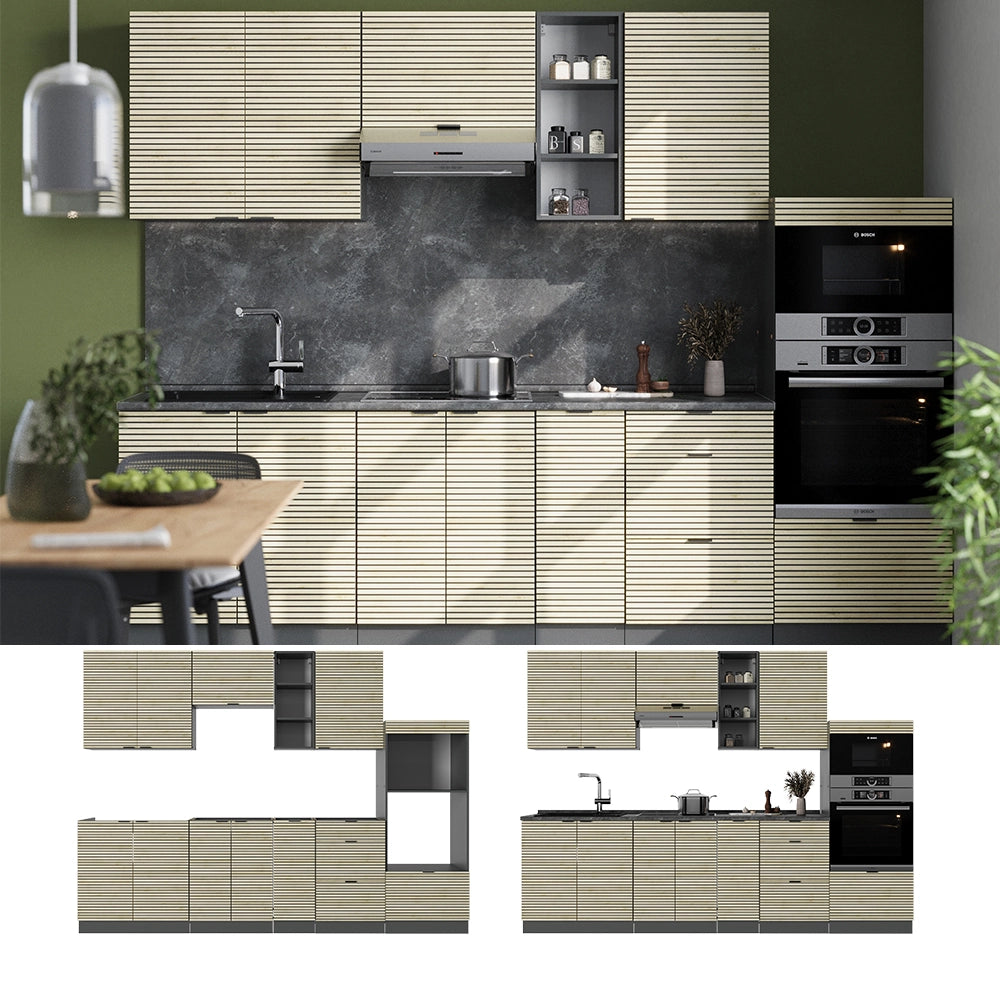 Cucina componibile Fame-Line Pannello in quercia/Antracite 280 cm, PL Antracite Vicco