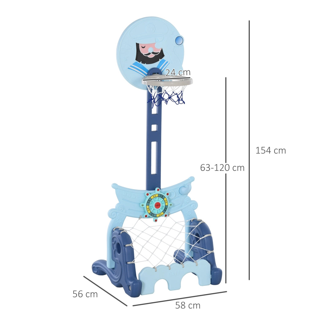 Centro Attivita' Multisportivo per Bambini con Supporto Regolabile ¨C zephmum ¨C 58x56x154 cm Blu