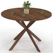IDMarket - ALIX Tavolo da pranzo rotondo per 6 persone, gamba a ragno, noce 110 cm