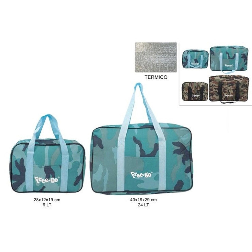 Trade Shop - Set Coppia Borse Termiche Frigo Mimetica 24lt+6lt Mare Campeggio Picnic 2 Colori Al002566 -