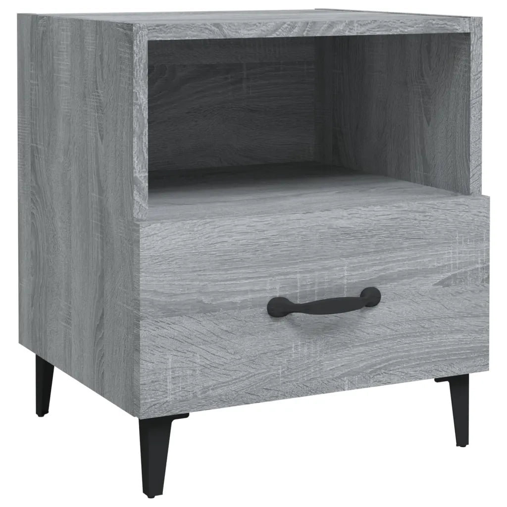 Set di 2 Comodini | Armadio da Notte | Mobiletto da notte Grigio Sonoma in Legno Multistrato