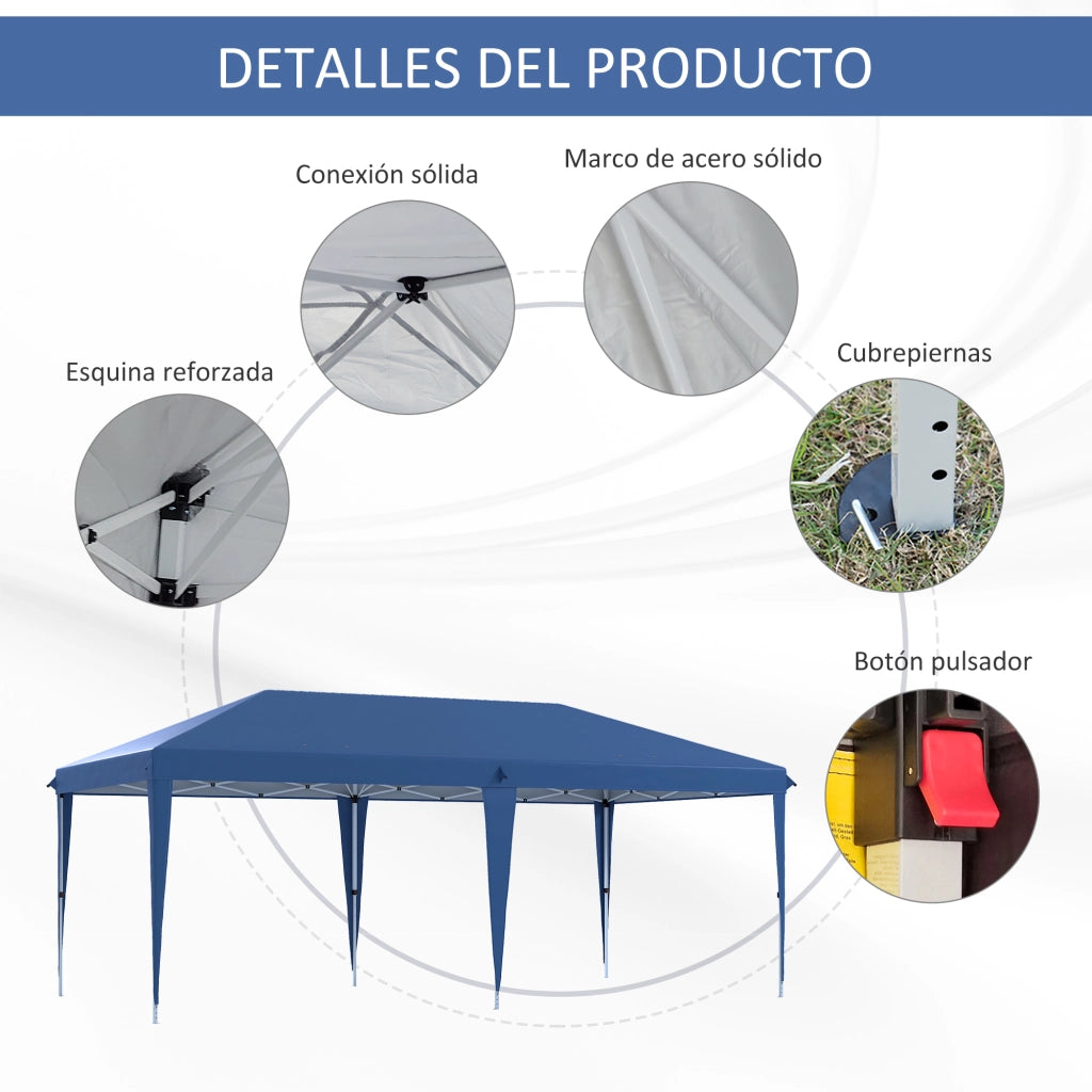 Tenda da Giardino Pieghevole ¨C Zephmum ¨C Blu 6x3 m con Telaio in Acciaio