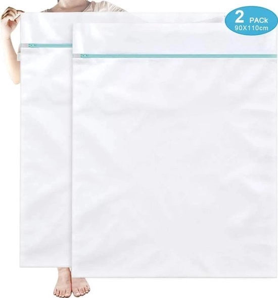 Set di asciugamani da bucato (90x110 cm), composto da 2 pezzi, riutilizzabile, con chiusura a cerniera, adatto per lavatrici, ecc.
