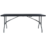 Tavolo da Giardino Pieghevole Nero 180x75x72 cm in Rattan HDPE 48831
