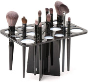 Droger per pennelli per trucco in acril, asciugacapelli per pennelli, supporto pieghevole per standard/cassa per esposizione, adatto per estetisti, pennelli per unghie, pennelli per vernice e appassionati di trucco. 26 fessure, nero, unisex.
