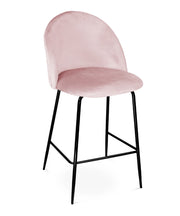 Sgabello cucina imbottito, sgabello alto in velluto rosa piede nero – Nicole - SG19NIPN