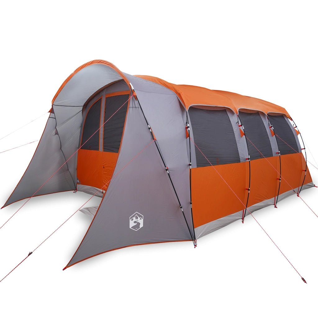 Tenda Familiare  con Finestre Tunnel Grigia e Arancione per 8 Persone Impermeabile