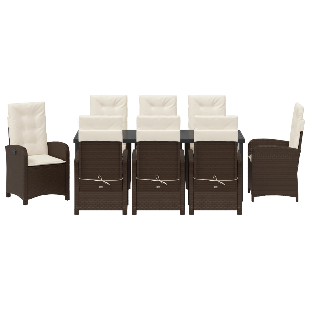 Set di Mobili da Giardino da 9 Pezzi con Cuscini in Polyrattan