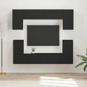 Set mobile TV Montaggio a parete 5 pcs Nero Legno multistrato
