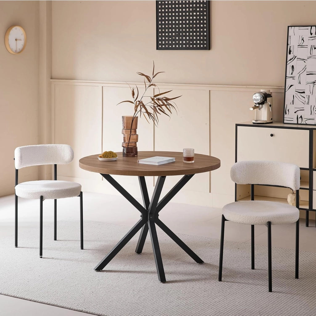GrandCA HOME Set di 2 Sedie da Pranzo Sedie da Cucina Imbottite con Velluto Teddy, Sedie Moderne per Soggiorno, Cucina, Sala da Pranzo,Bianco