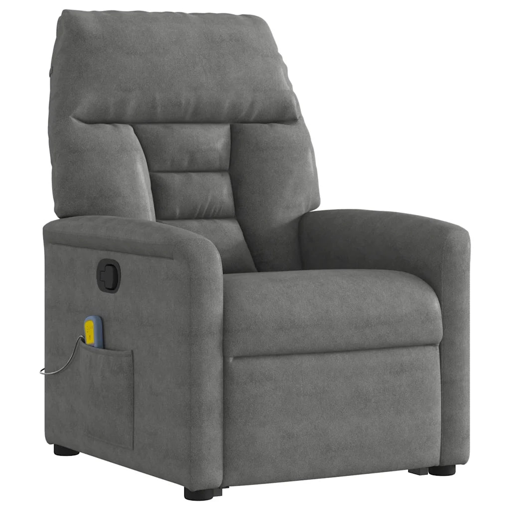 Poltrona a Rialzo Massaggi Reclinante Grigio Scuro Microfibra 3303096