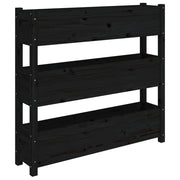 Fioriera | Cassetta per fiori | Vaso Nera 112x25x104,5 cm in Legno Massello di Pino