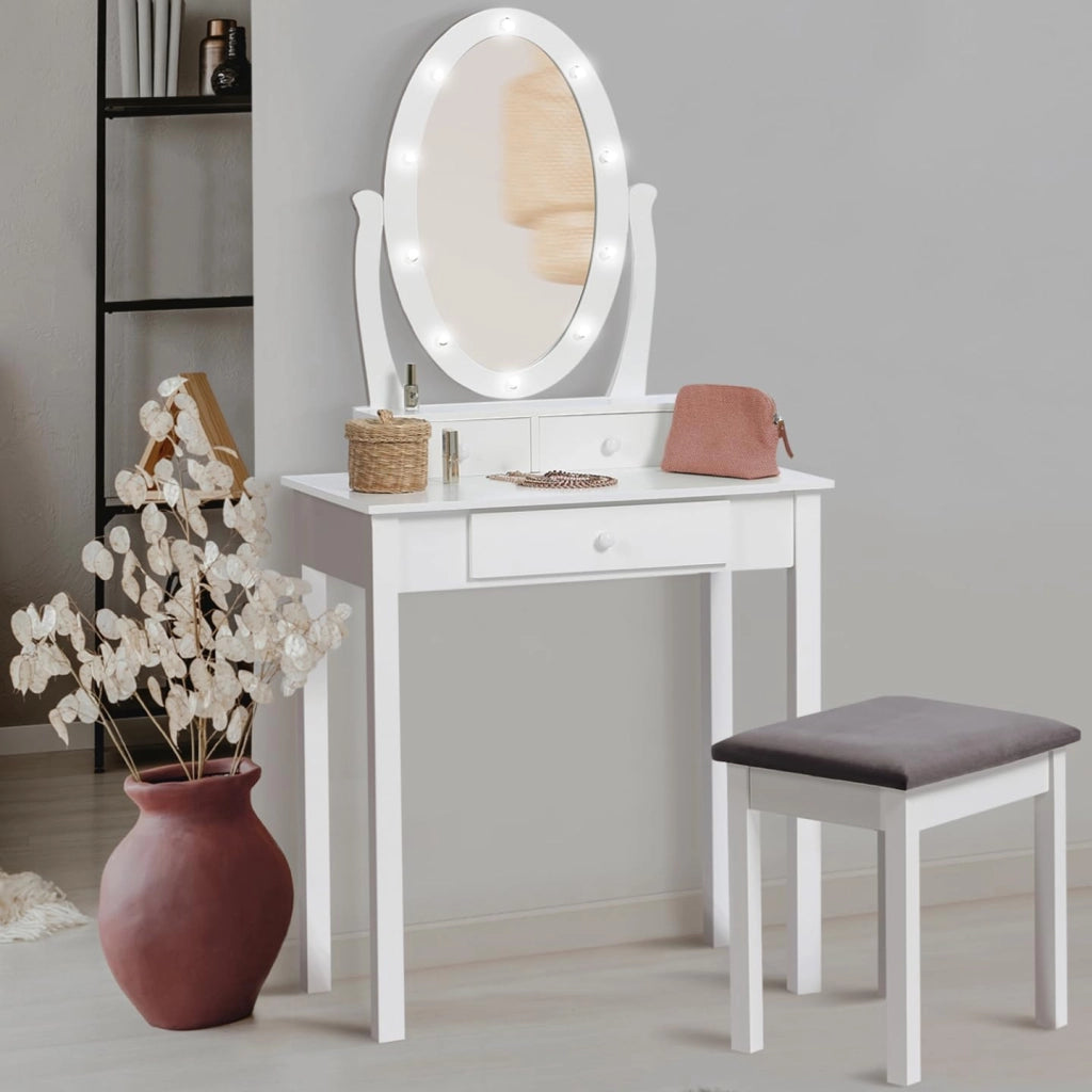 Toeletta con specchio LED e sgabello BELLA