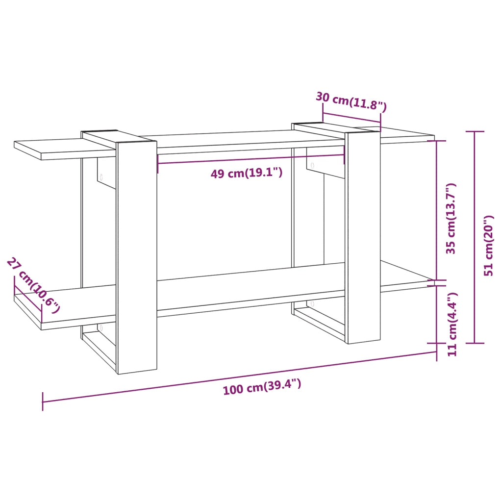 Libreria-Scaffale per Libri-Mobile di Stoccaggio Grigio Cemento 100x30x51 cm in Legno Multistrato