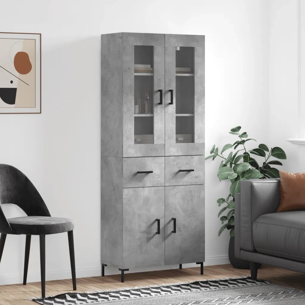 Credenza | Madia | Buffet da pranzo | Armadio da pranzo Grigio Cemento 69,5x34x180 cm in Legno Multistrato