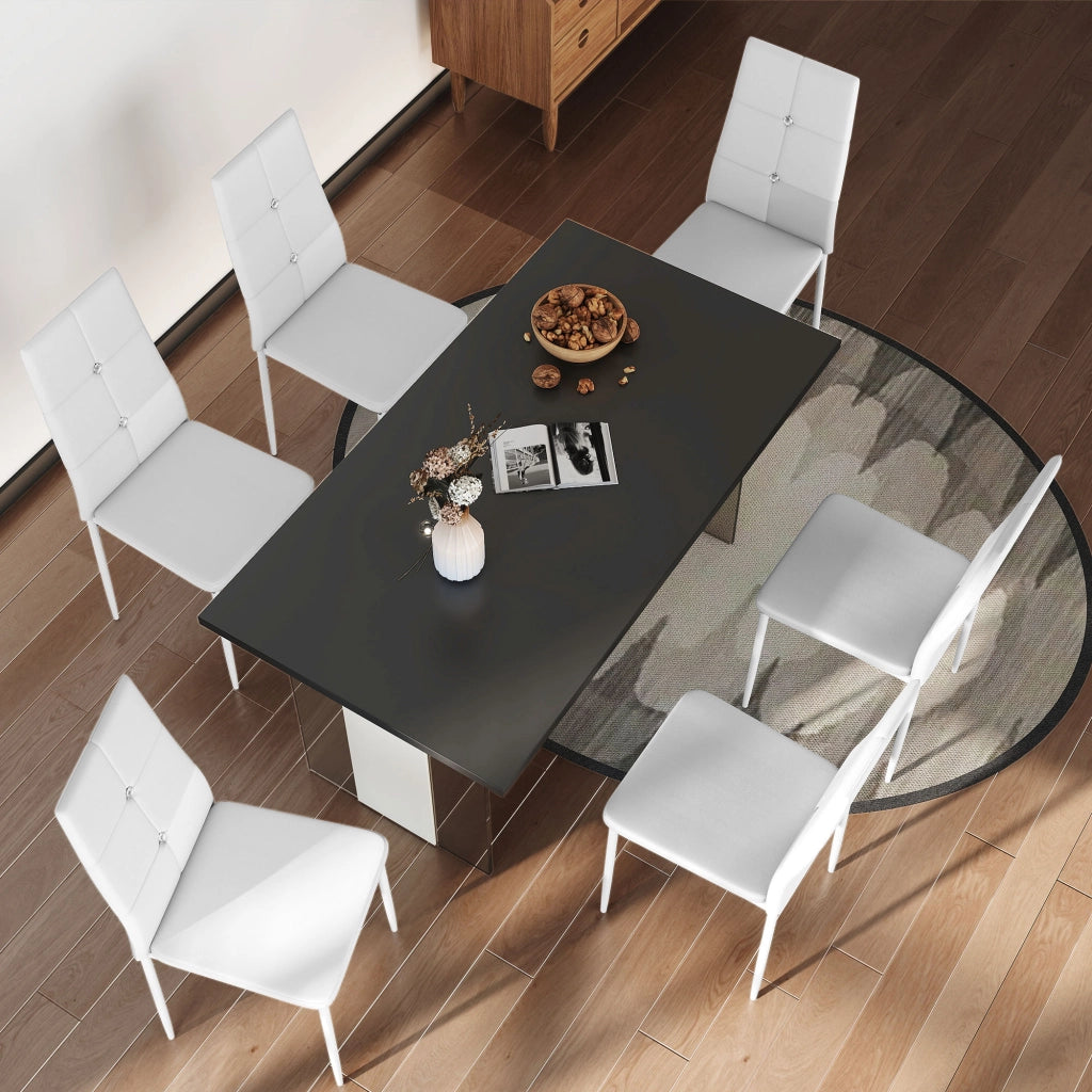 Set 6 Sedie da Pranzo Imbottite ¨C Xylo ¨C Schienale Alto PU Bianco Patas Acciaio
