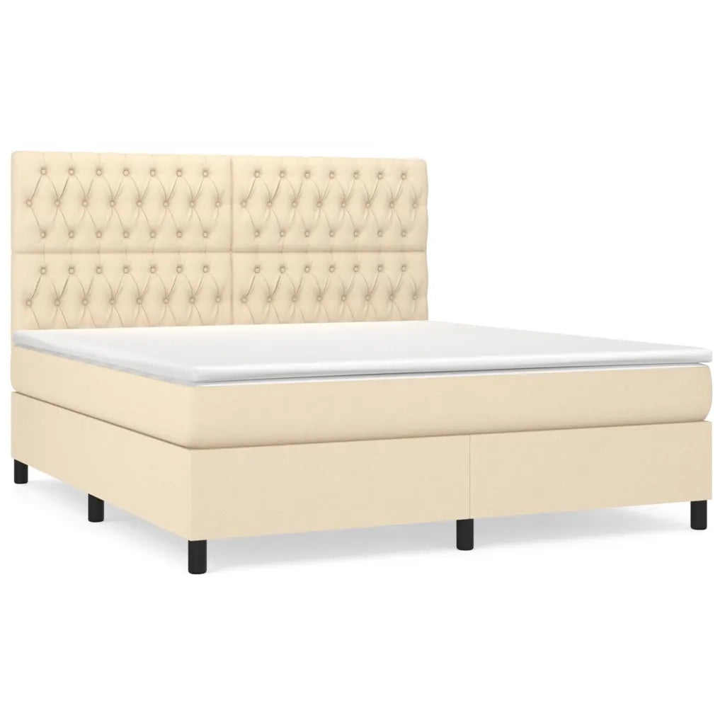 Giroletto a Molle con Materasso Crema 180x200 cm in Tessuto